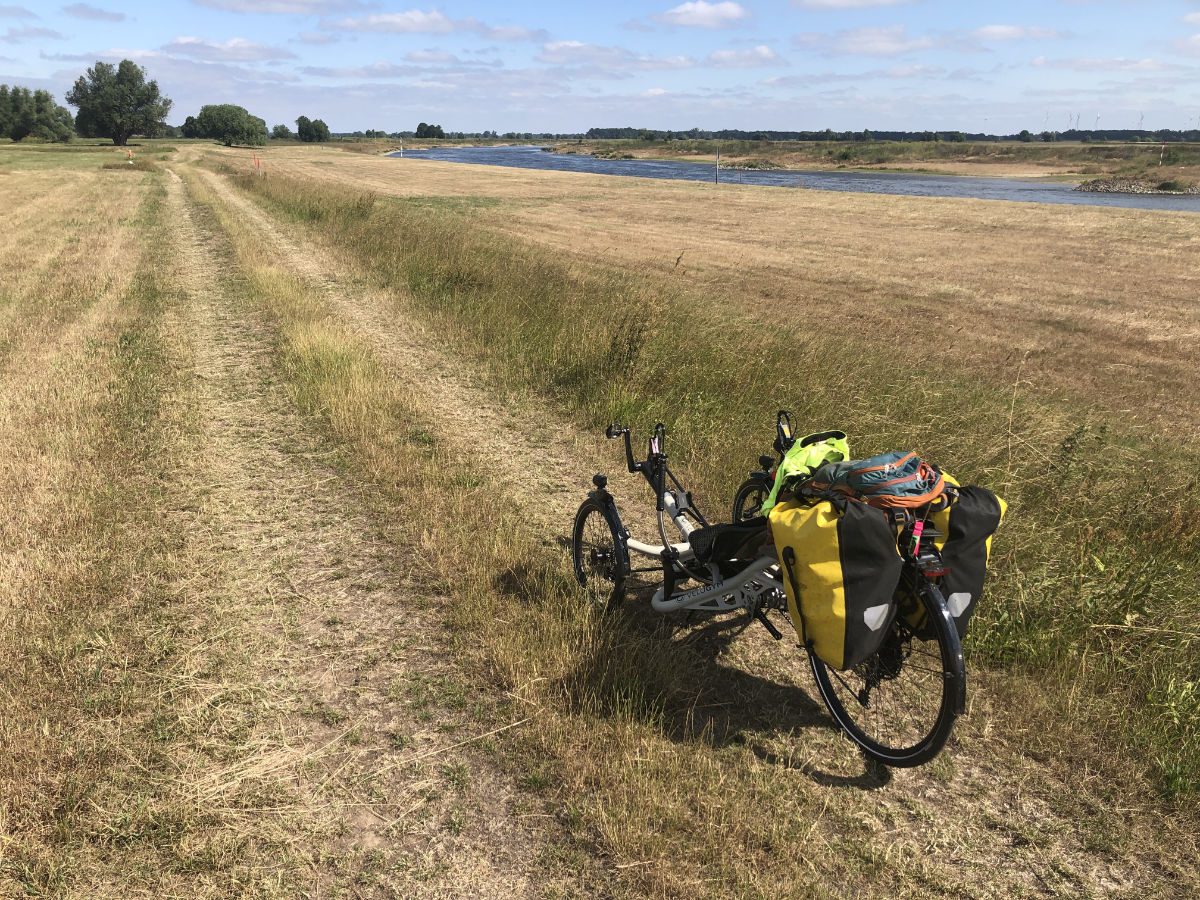 Gras-Feldweg an der Elbe